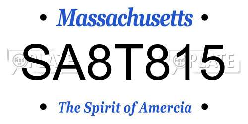 SA8T815 Massachusetts License Plate