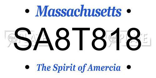 SA8T818 Massachusetts License Plate