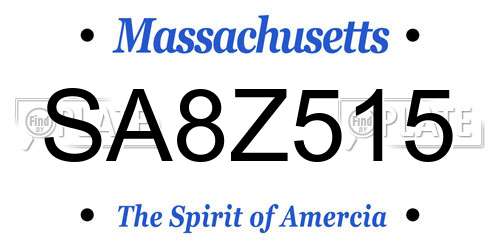 SA8Z515 Massachusetts License Plate