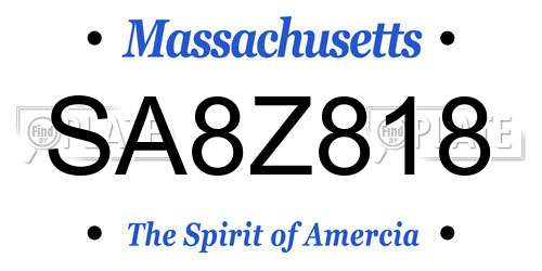 SA8Z818 Massachusetts License Plate