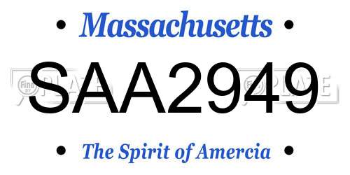 SAA2949 Massachusetts License Plate
