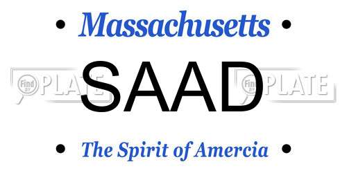 SAAD Massachusetts License Plate