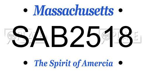 SAB2518 Massachusetts License Plate