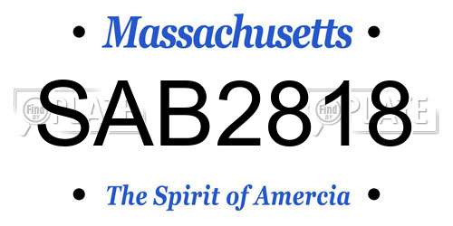 SAB2818 Massachusetts License Plate