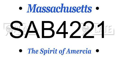 SAB4221 Massachusetts License Plate