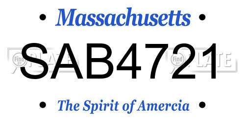 SAB4721 Massachusetts License Plate