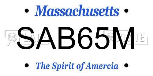 SAB65M Massachusetts License Plate