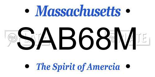 SAB68M Massachusetts License Plate