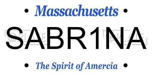 SABR1NA Massachusetts License Plate