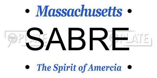 SABRE Massachusetts License Plate