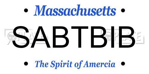 SABTBIB Massachusetts License Plate