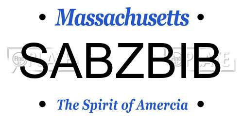 SABZBIB Massachusetts License Plate