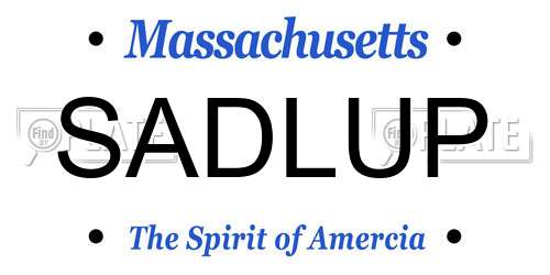 SADLUP Massachusetts License Plate
