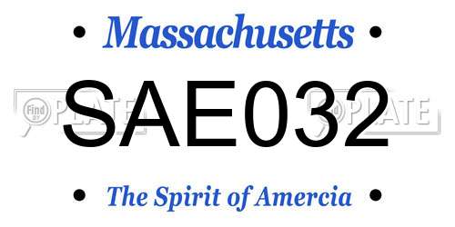 SAE032 Massachusetts License Plate