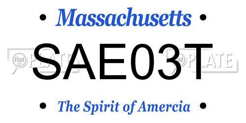 SAE03T Massachusetts License Plate