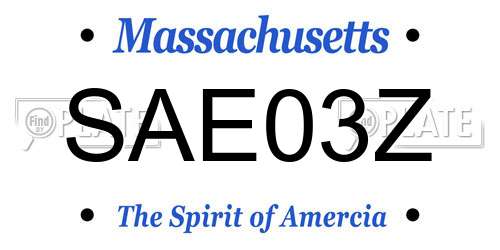 SAE03Z Massachusetts License Plate