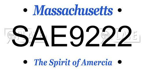SAE9222 Massachusetts License Plate