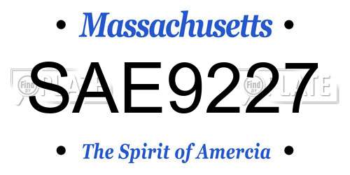 SAE9227 Massachusetts License Plate