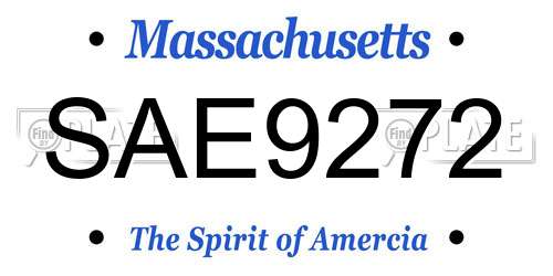 SAE9272 Massachusetts License Plate