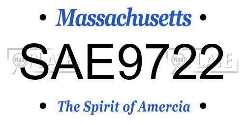 SAE9722 Massachusetts License Plate