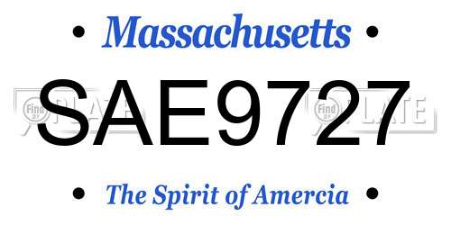 SAE9727 Massachusetts License Plate