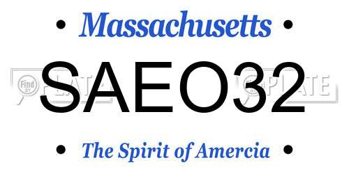 SAEO32 Massachusetts License Plate