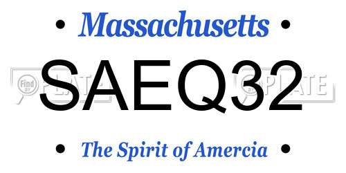 SAEQ32 Massachusetts License Plate