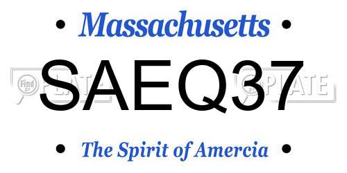 SAEQ37 Massachusetts License Plate