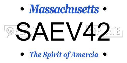 SAEV42 Massachusetts License Plate