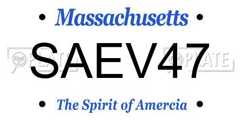 SAEV47 Massachusetts License Plate