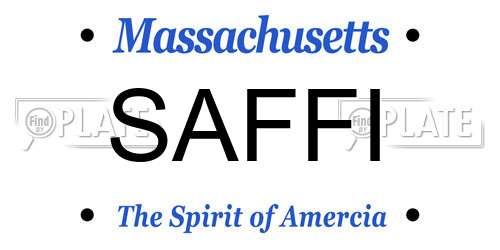 SAFFI Massachusetts License Plate