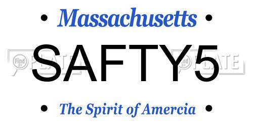 SAFTY5 Massachusetts License Plate