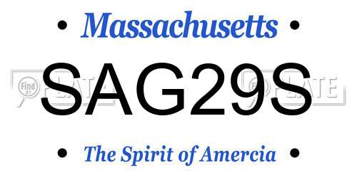 SAG29S Massachusetts License Plate