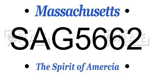 SAG5662 Massachusetts License Plate