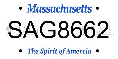 SAG8662 Massachusetts License Plate