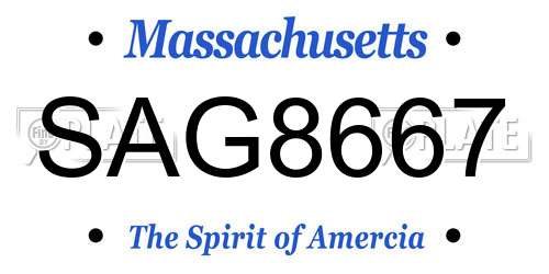 SAG8667 Massachusetts License Plate