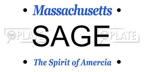 SAGE Massachusetts License Plate