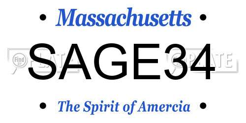 SAGE34 Massachusetts License Plate