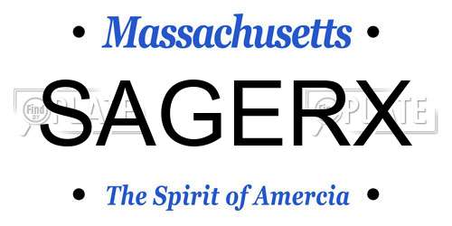 SAGERX Massachusetts License Plate
