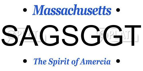 SAGSGGT Massachusetts License Plate