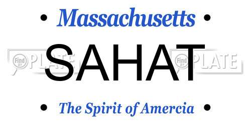 SAHAT Massachusetts License Plate