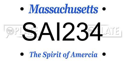 SAI234 Massachusetts License Plate