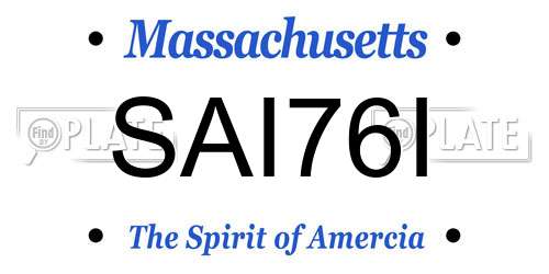 SAI76I Massachusetts License Plate