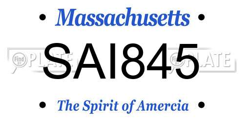 SAI845 Massachusetts License Plate