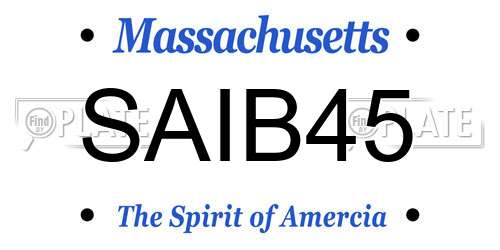 SAIB45 Massachusetts License Plate