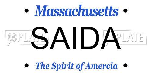 SAIDA Massachusetts License Plate