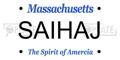 SAIHAJ Massachusetts License Plate
