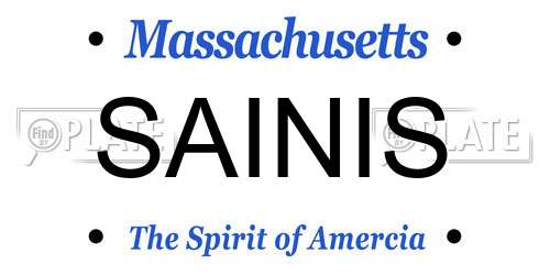 SAINIS Massachusetts License Plate