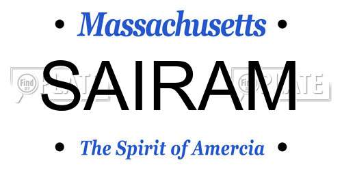 SAIRAM Massachusetts License Plate
