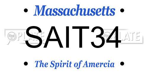 SAIT34 Massachusetts License Plate